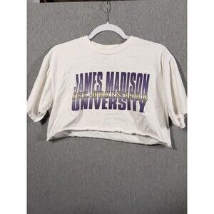 TRT Classics Women's James Madison University Crop Top T-Shirt White Size M